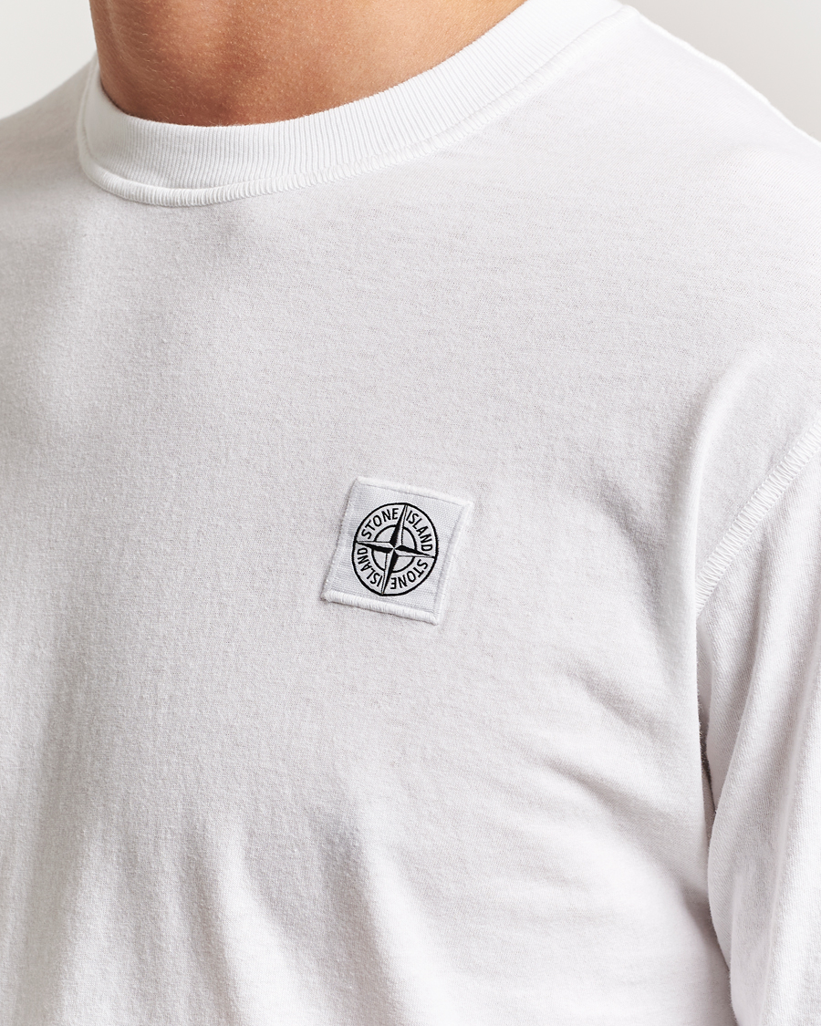 Men | T-Shirts | Stone Island | Long Sleeve Garment Dyed Cotton Jersey T-Shirt White
