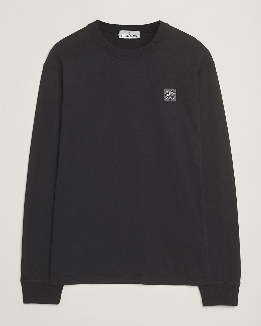 Men | T-Shirts | Stone Island | Long Sleeve Garment Dyed Cotton Jersey T-Shirt Black