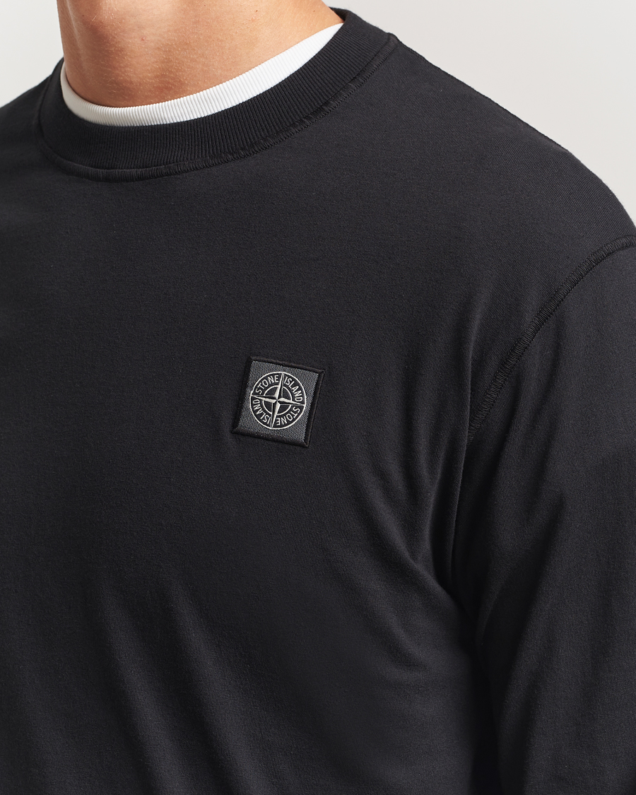 Men | T-Shirts | Stone Island | Long Sleeve Garment Dyed Cotton Jersey T-Shirt Black