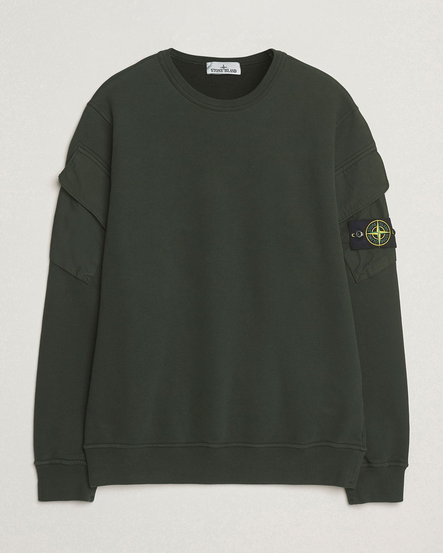 Men | Sweaters & Knitwear | Stone Island | Organic Cotton Fleece Arm Pocket Sweatshirt Juniper
