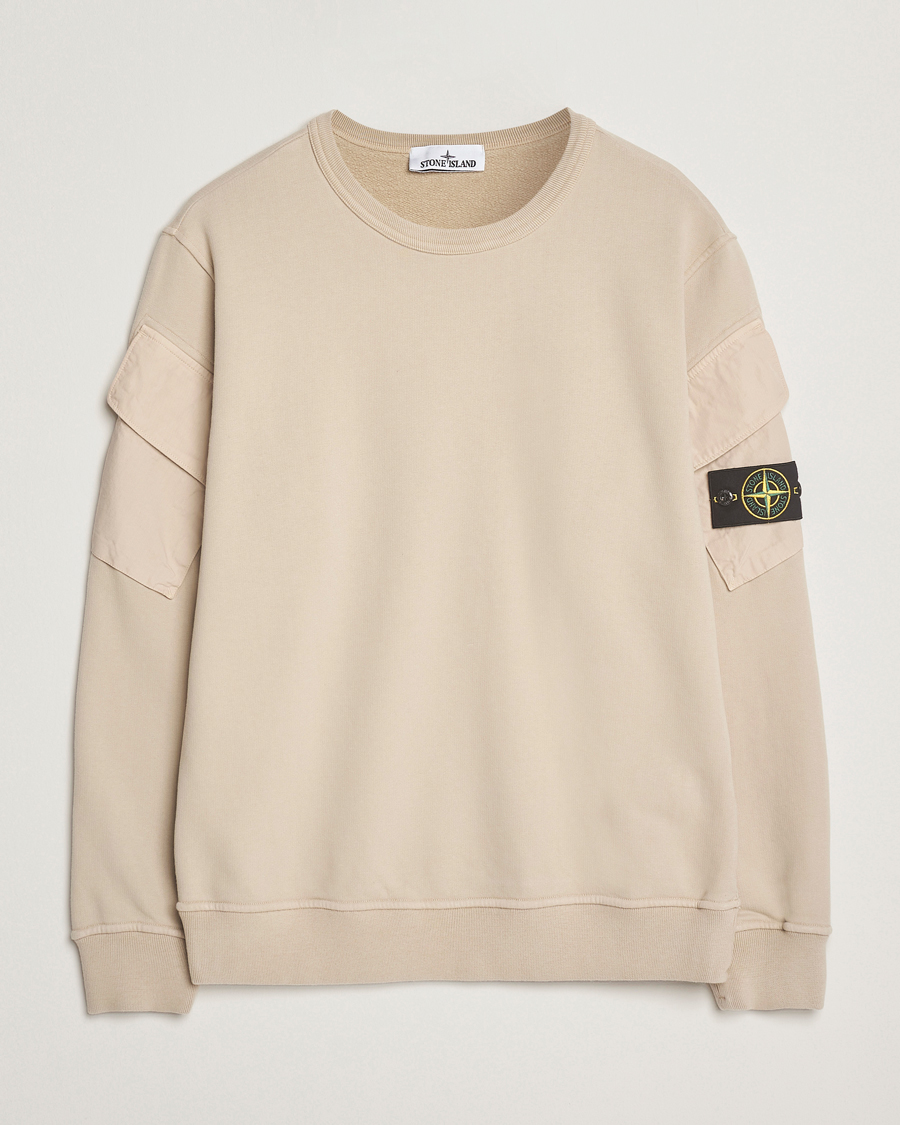 Men | Sweaters & Knitwear | Stone Island | Organic Cotton Fleece Arm Pocket Sweatshirt Desert