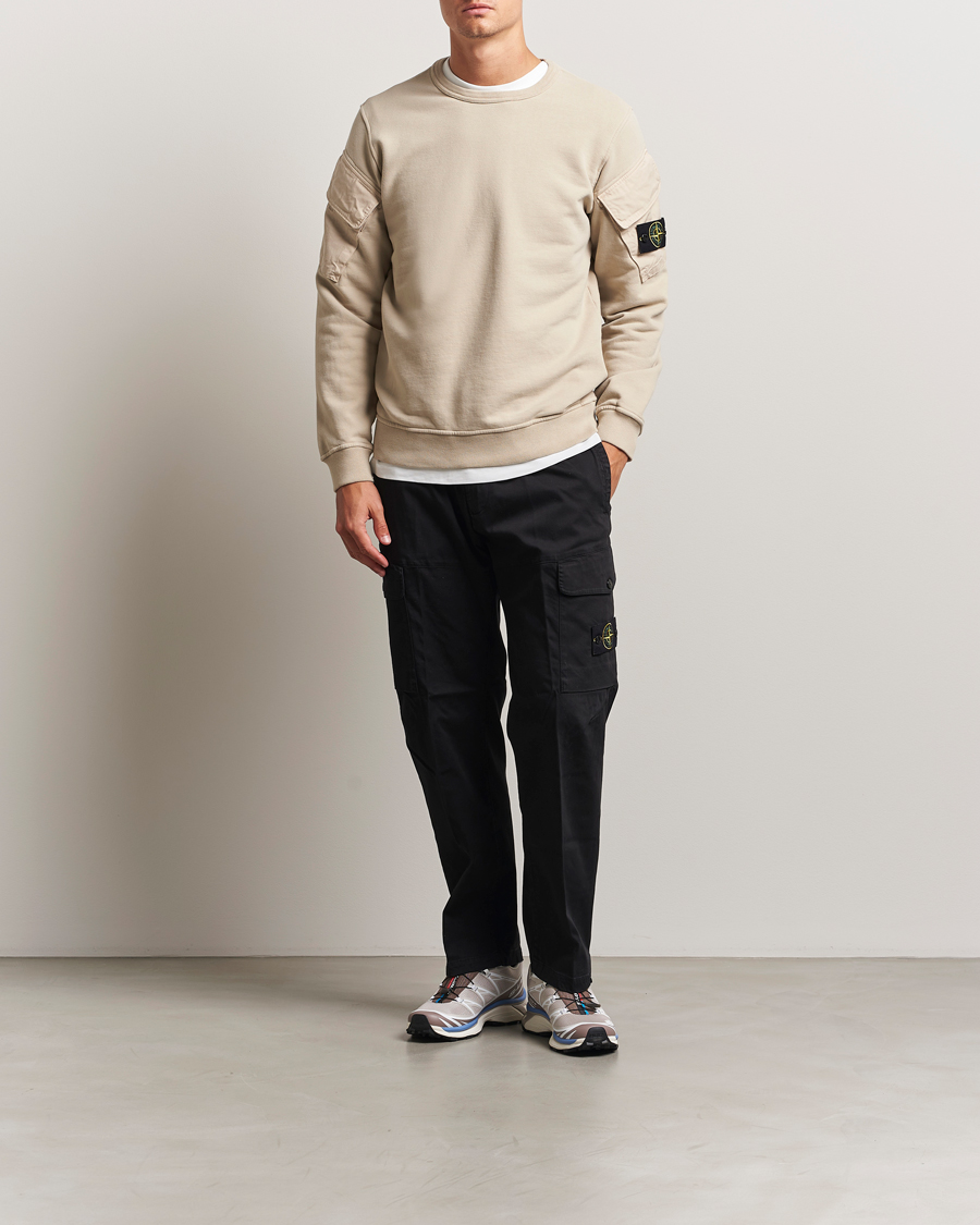 Men | Sweaters & Knitwear | Stone Island | Organic Cotton Fleece Arm Pocket Sweatshirt Desert
