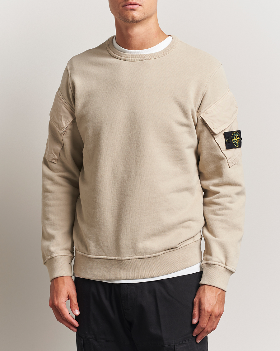 Men | Sweaters & Knitwear | Stone Island | Organic Cotton Fleece Arm Pocket Sweatshirt Desert
