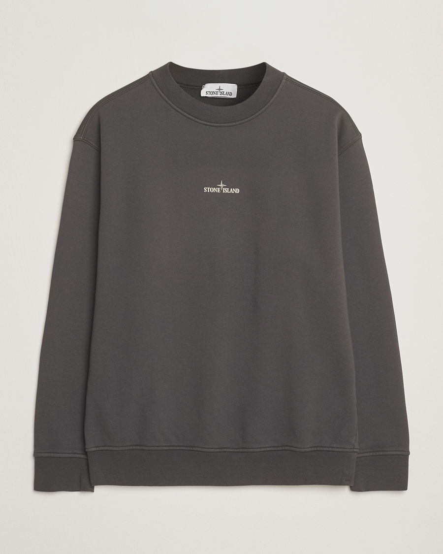 Men | Sweaters & Knitwear | Stone Island | Cotton Fleece Backprint Sweatshirt Lead Grey
