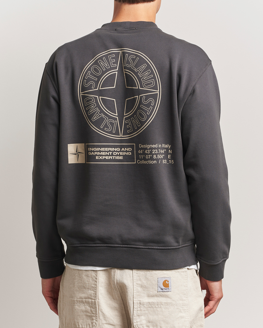 Men | Sweaters & Knitwear | Stone Island | Cotton Fleece Backprint Sweatshirt Lead Grey