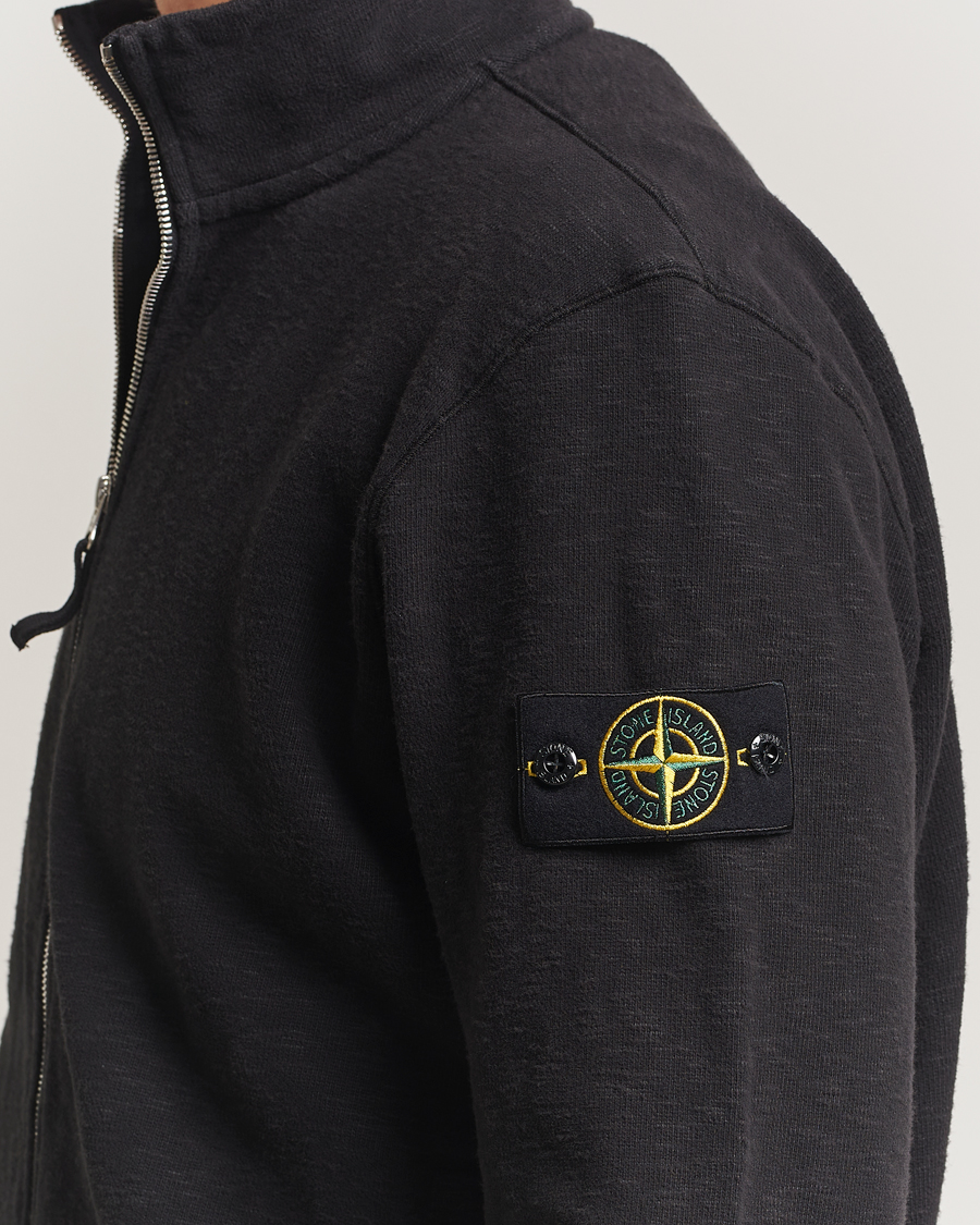 Men | Sweaters & Knitwear | Stone Island | Vanisé Brushed Heavy Cotton Full Zip Black