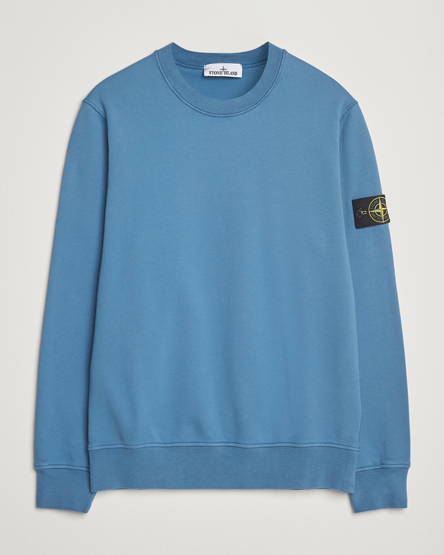 Men | Sweaters & Knitwear | Stone Island | Garment Dyed Fleece Sweatshirt Blue Acciaio