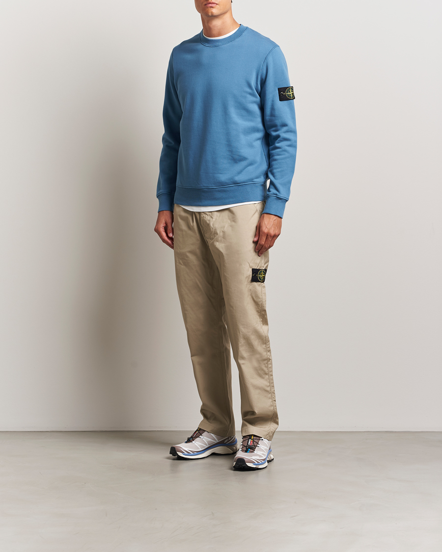 Men | Sweaters & Knitwear | Stone Island | Garment Dyed Fleece Sweatshirt Blue Acciaio