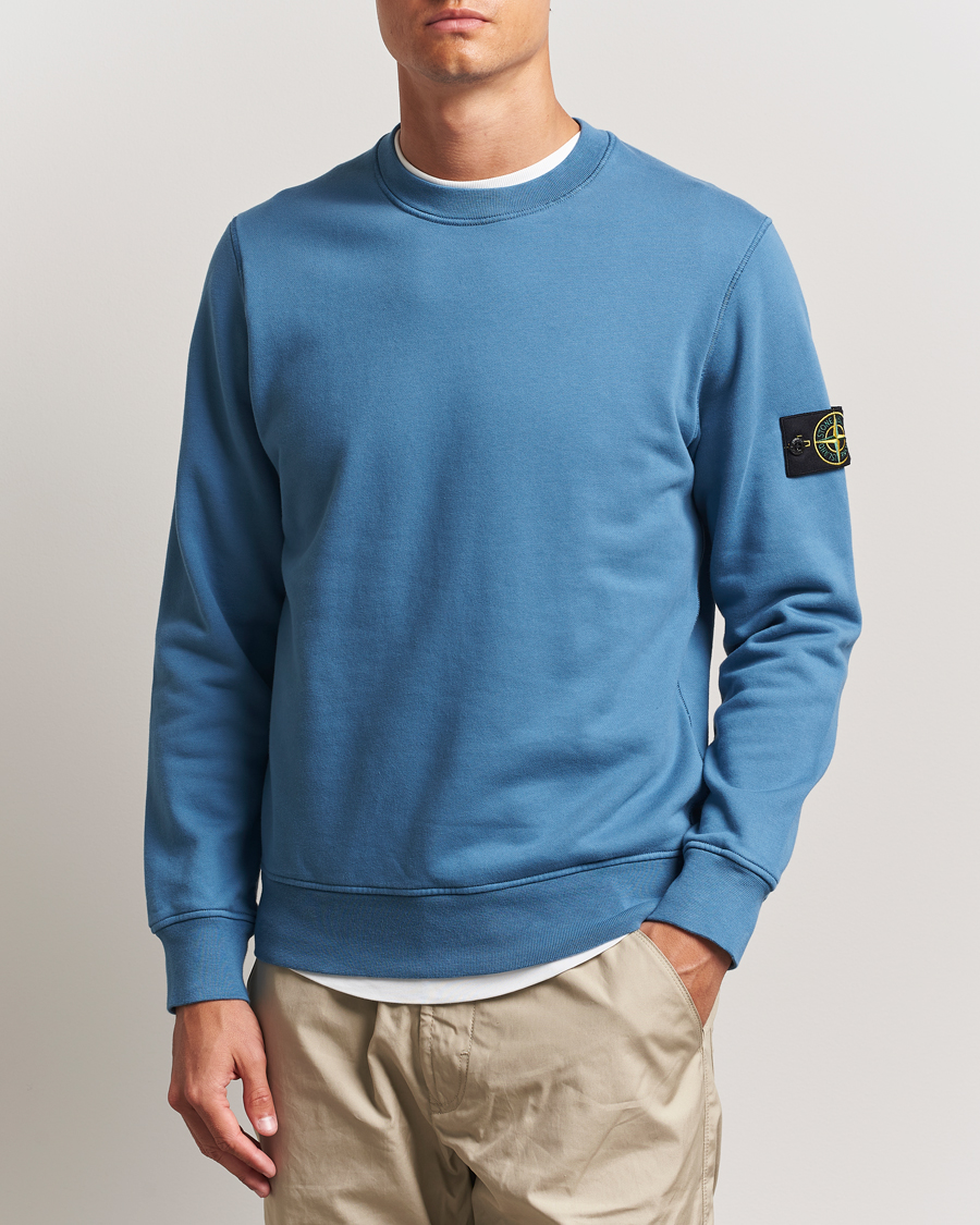Men | Sweaters & Knitwear | Stone Island | Garment Dyed Fleece Sweatshirt Blue Acciaio