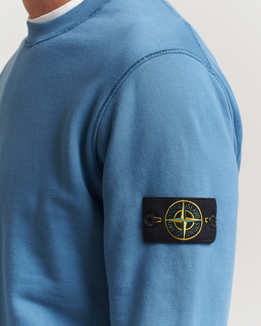 Men | Sweaters & Knitwear | Stone Island | Garment Dyed Fleece Sweatshirt Blue Acciaio
