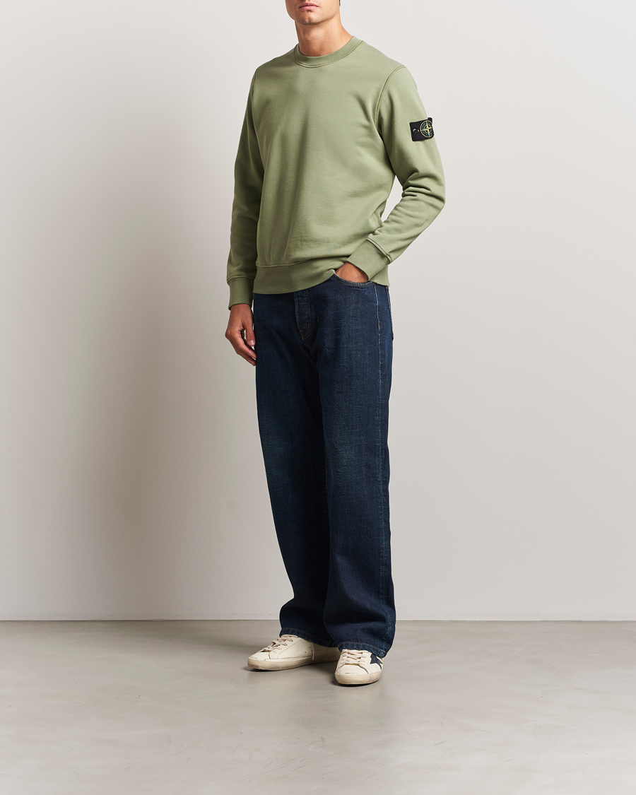 Men | Sweaters & Knitwear | Stone Island | Garment Dyed Fleece Sweatshirt Sage