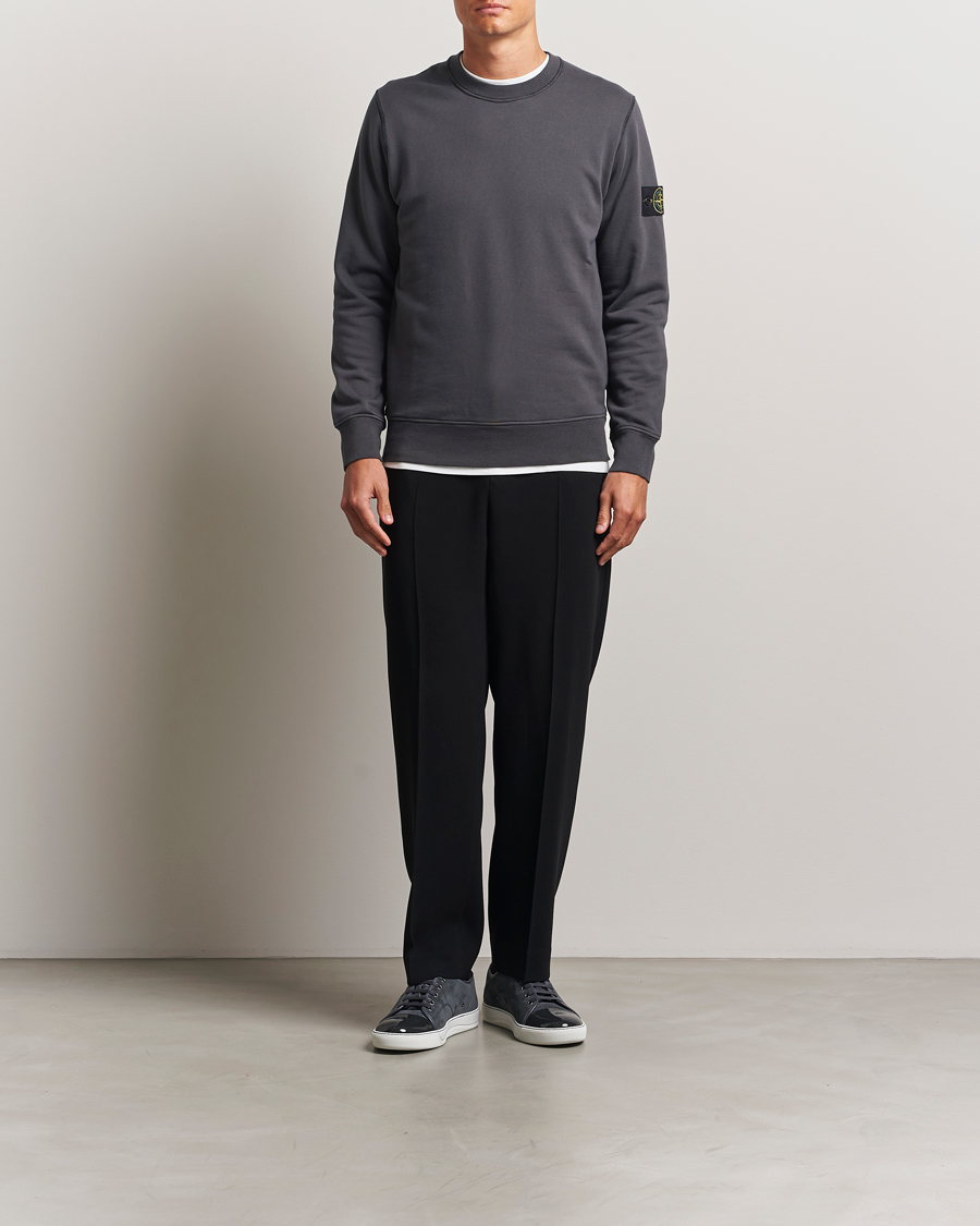 Men | Sweaters & Knitwear | Stone Island | Garment Dyed Fleece Sweatshirt Lead Grey