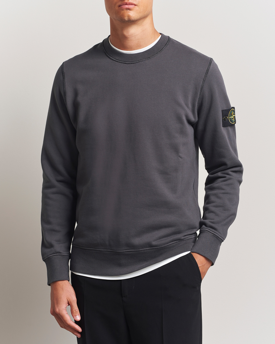 Men | Sweaters & Knitwear | Stone Island | Garment Dyed Fleece Sweatshirt Lead Grey