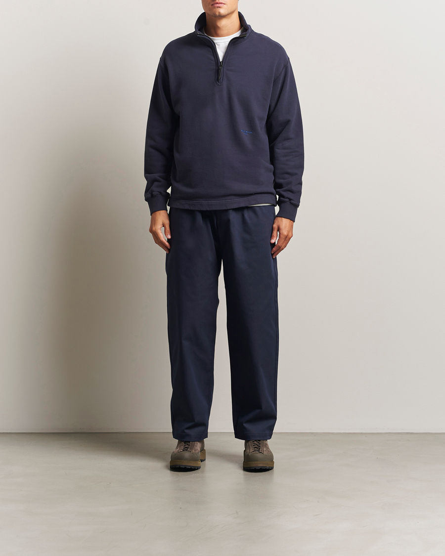 Men | Sweaters & Knitwear | Stone Island | Marina Brushed Organic Cotton Half-Zip Navy