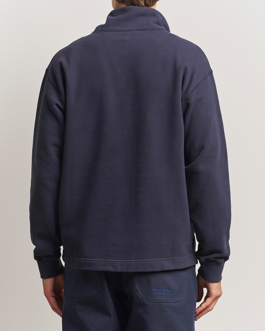 Men | Sweaters & Knitwear | Stone Island | Marina Brushed Organic Cotton Half-Zip Navy