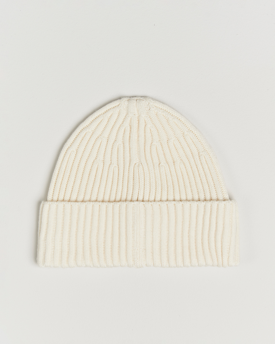 Men | Beanies | Stone Island | Full Rib Wool Beanie Ivory