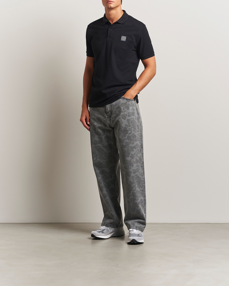 Men | Polo Shirts | Stone Island | Organic Cotton Pique Polo Black
