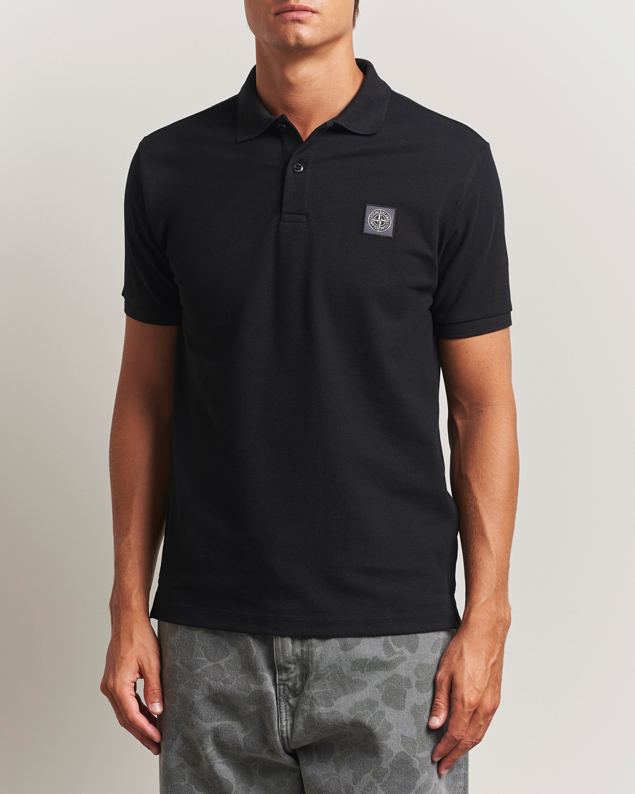 Men | Polo Shirts | Stone Island | Organic Cotton Pique Polo Black