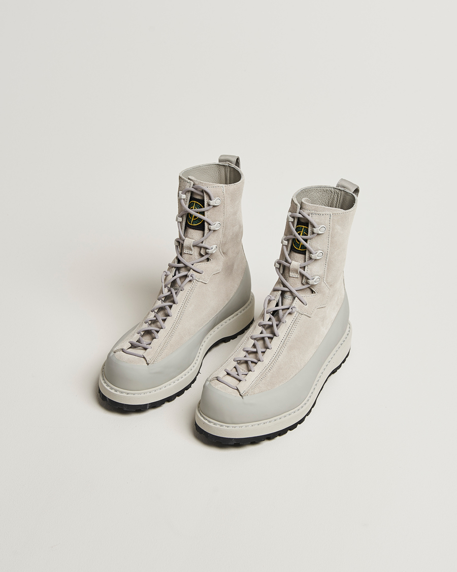 Men | Boots | Stone Island | Suede Hiking Boots Pearl Grey