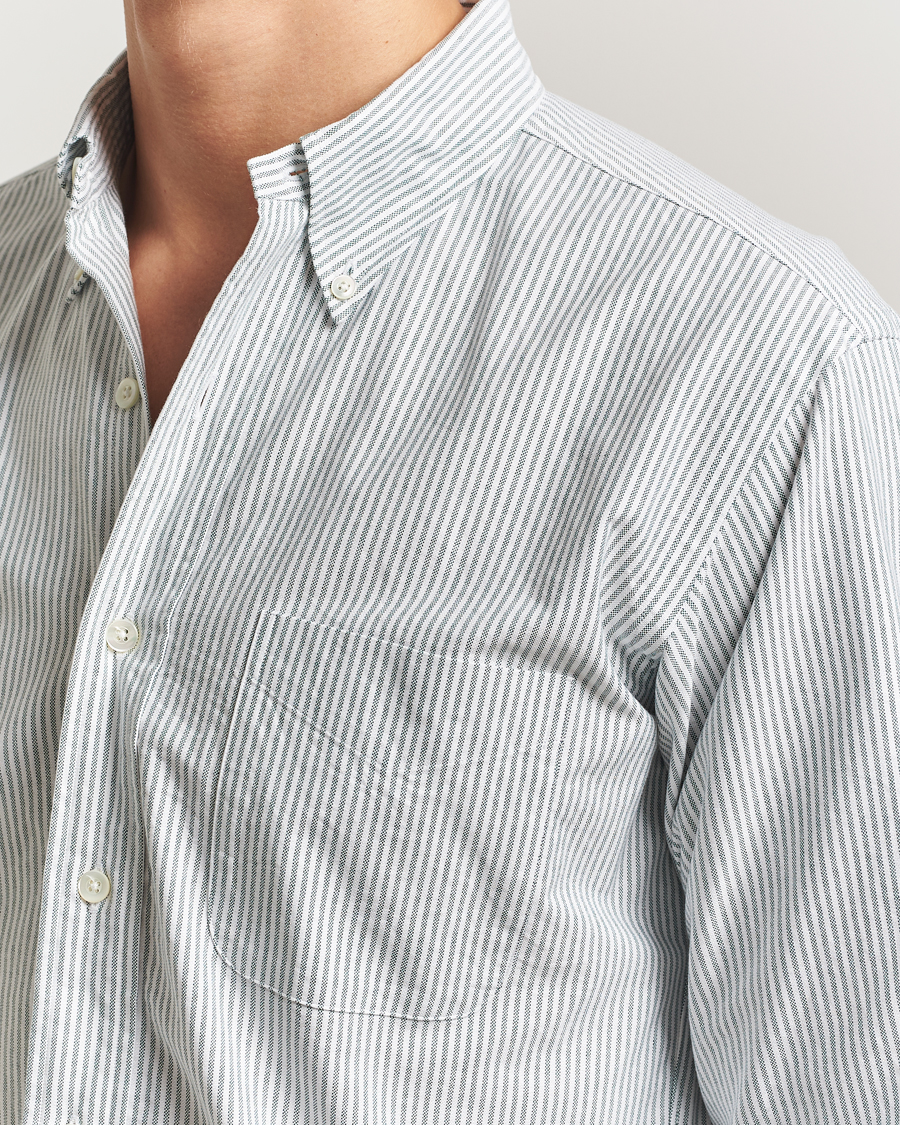 Men | Shirts | Kamakura Shirts | Vintage Ivy Oxford Button Down Shirt Green Stripe