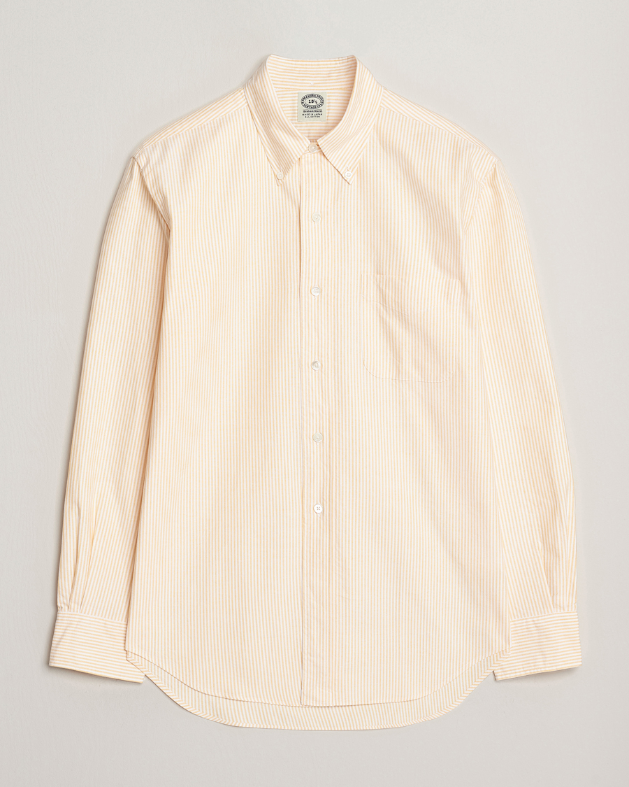 Men | Shirts | Kamakura Shirts | Vintage Ivy Oxford Button Down Shirt Yellow Stripe