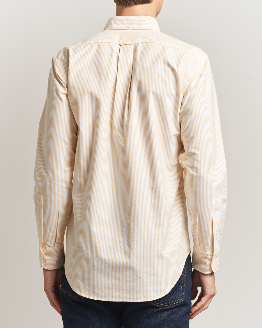 Men | Shirts | Kamakura Shirts | Vintage Ivy Oxford Button Down Shirt Yellow Stripe