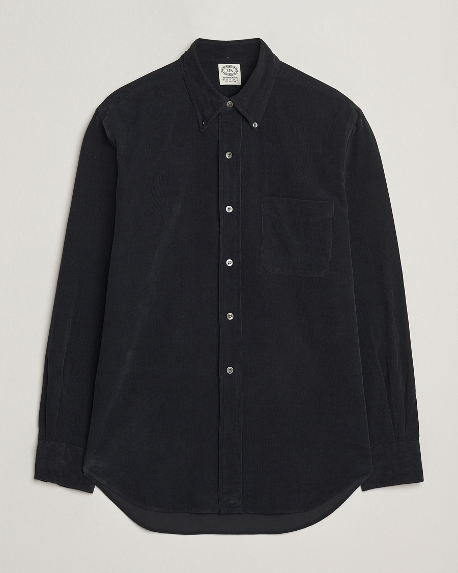 Men | Shirts | Kamakura Shirts | Vintage Ivy Needle Cord Shirt Black