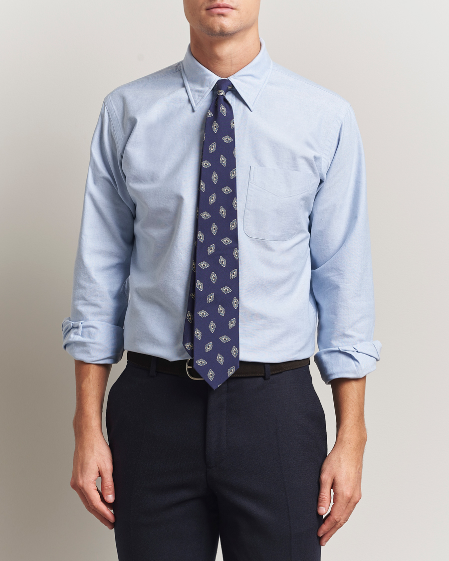 Men | Shirts | Kamakura Shirts | Vintagy Ivy Straight Collar Oxford Shirt Light Blue