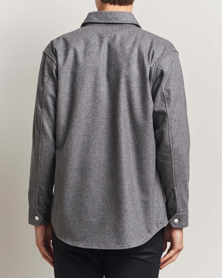 Men | Shirts | Kamakura Shirts | Wool Flannel CPO Shirt Grey Melange