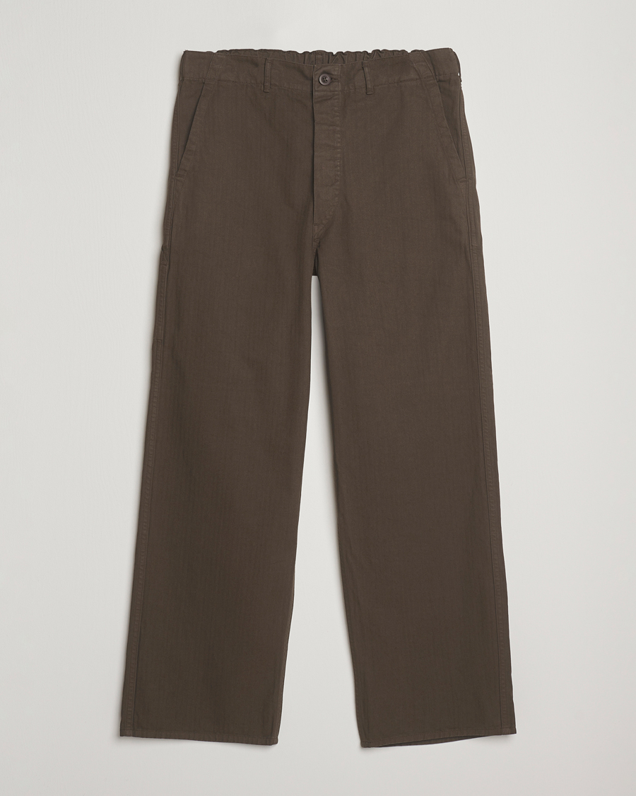 Men | Trousers | orSlow | Wide Fit French Work Pants Coffee Brown