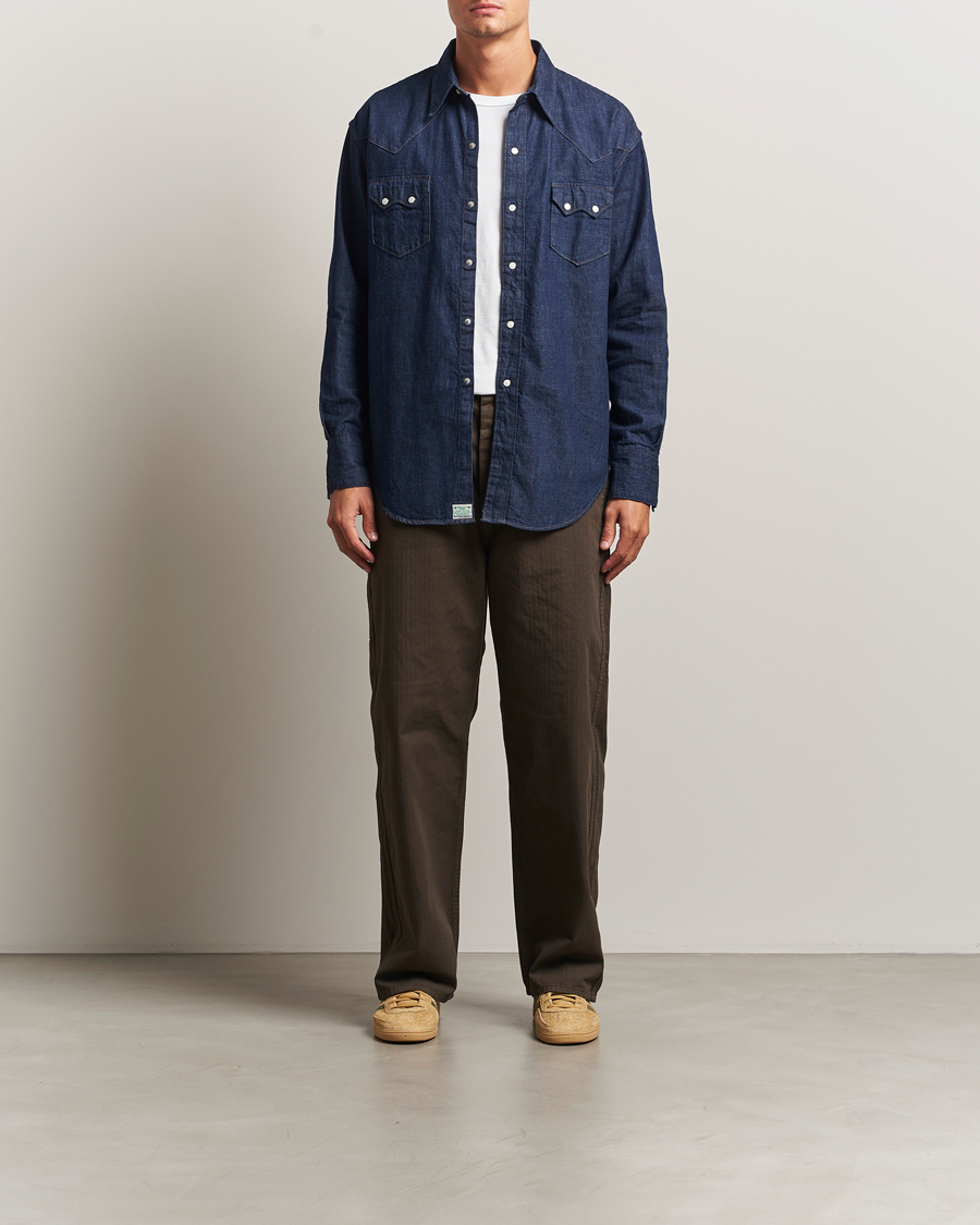 Men | Trousers | orSlow | Wide Fit French Work Pants Coffee Brown