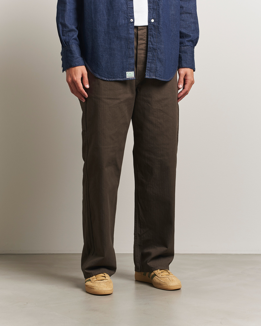 Men | Trousers | orSlow | Wide Fit French Work Pants Coffee Brown