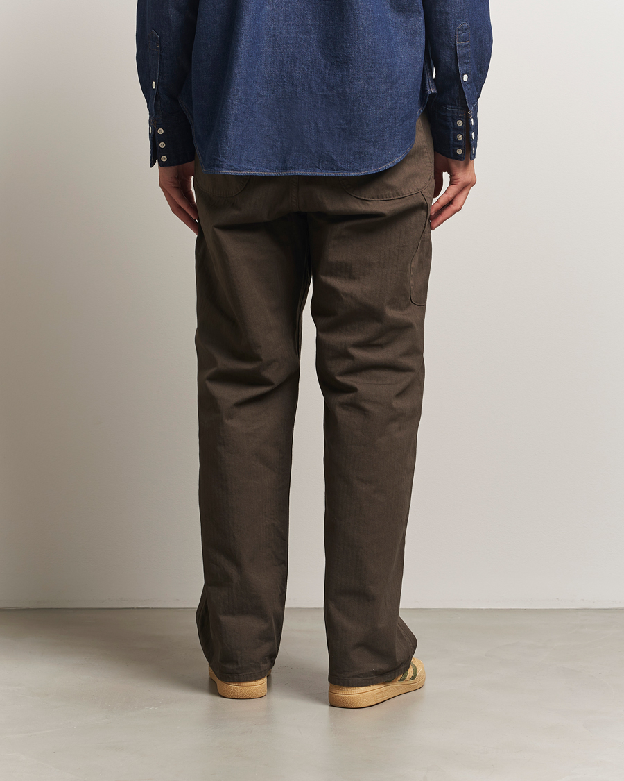 Men | Trousers | orSlow | Wide Fit French Work Pants Coffee Brown