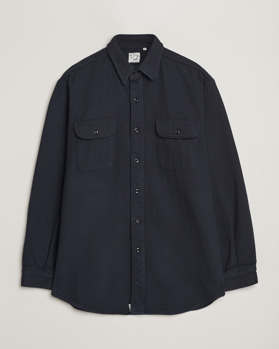 Men | Shirts | orSlow | Brushed Flannel Overshirt Navy
