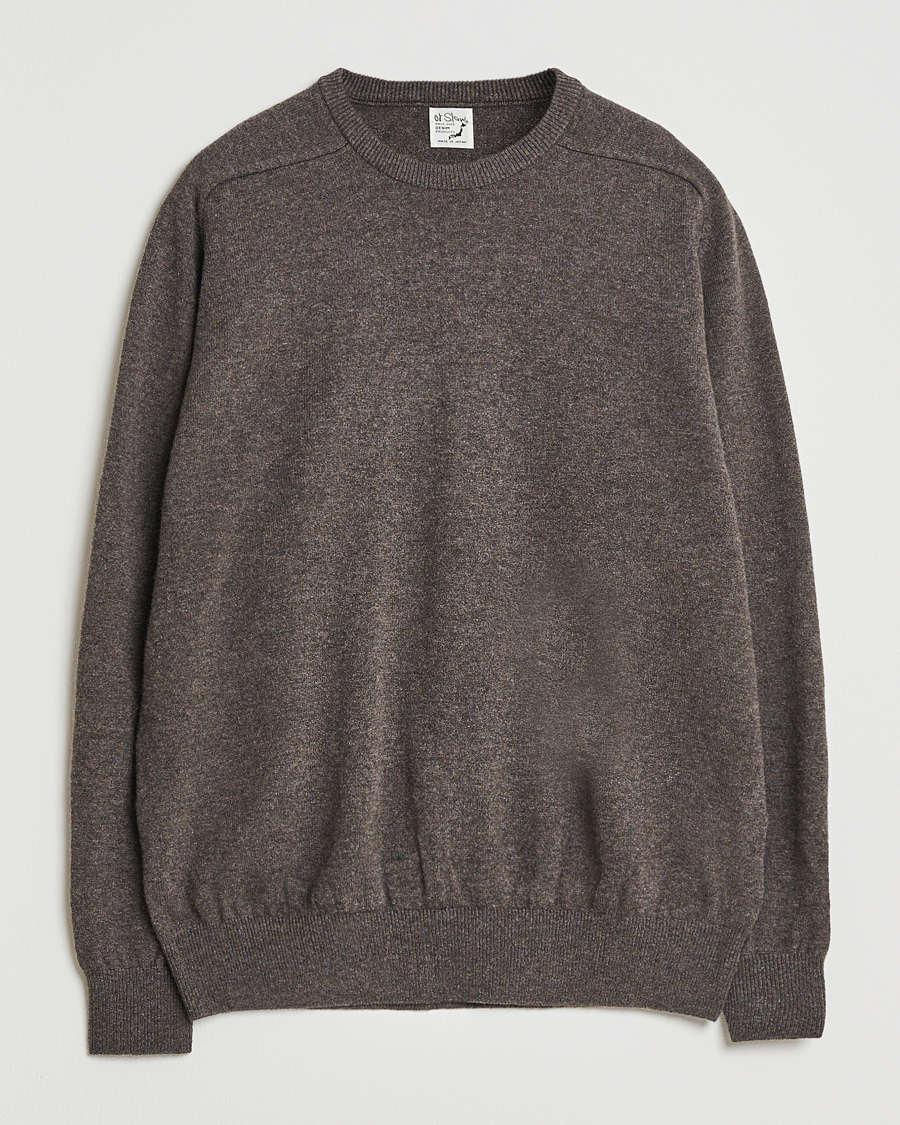 Men | Sweaters & Knitwear | orSlow | Simple Crew Neck Sweater Brown