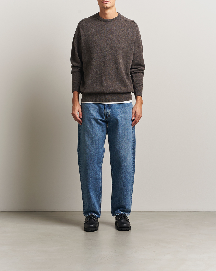 Men | Sweaters & Knitwear | orSlow | Simple Crew Neck Sweater Brown
