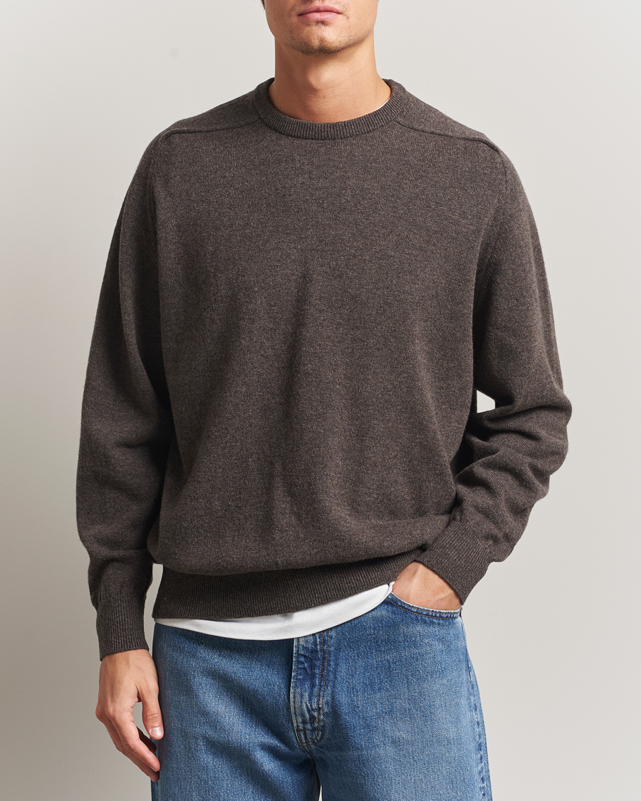 Men | Sweaters & Knitwear | orSlow | Simple Crew Neck Sweater Brown