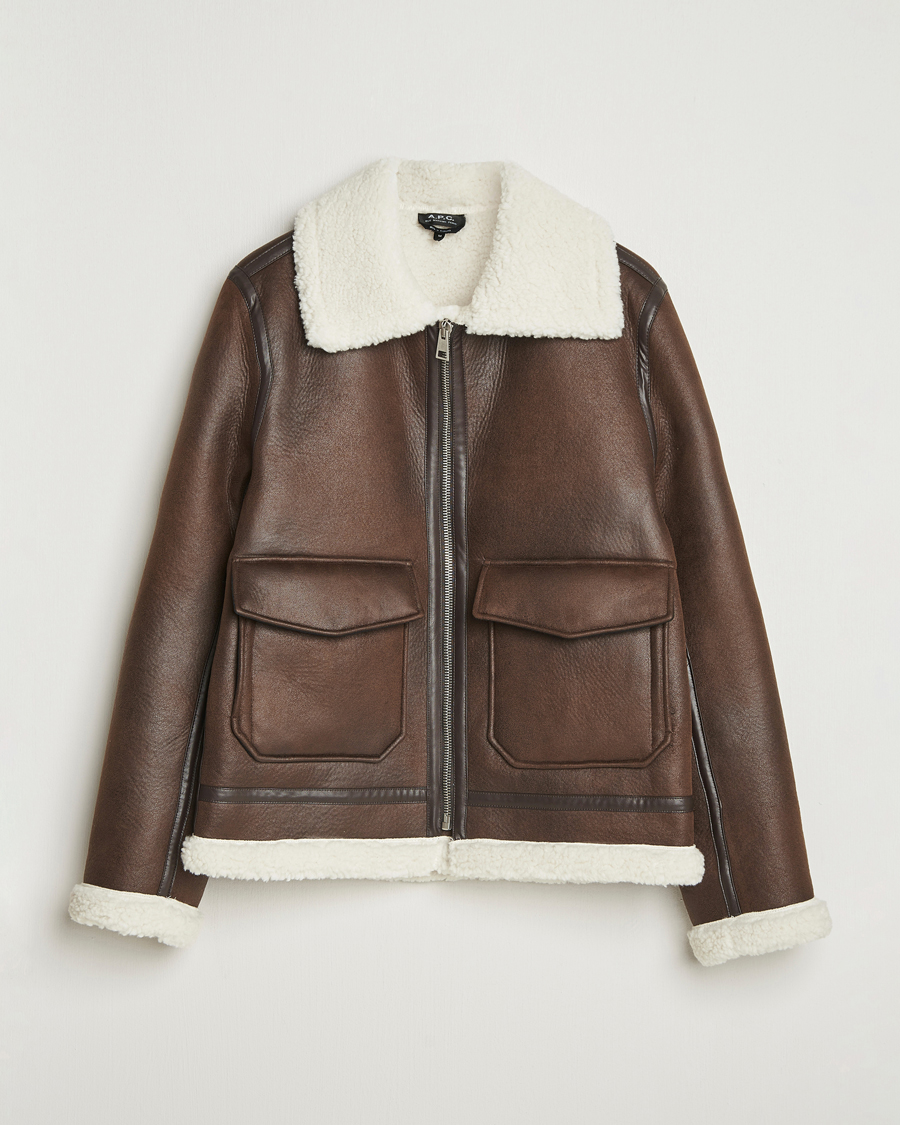 A.P.C. Tommy Aviator Jacket Brown at CareOfCarl.com