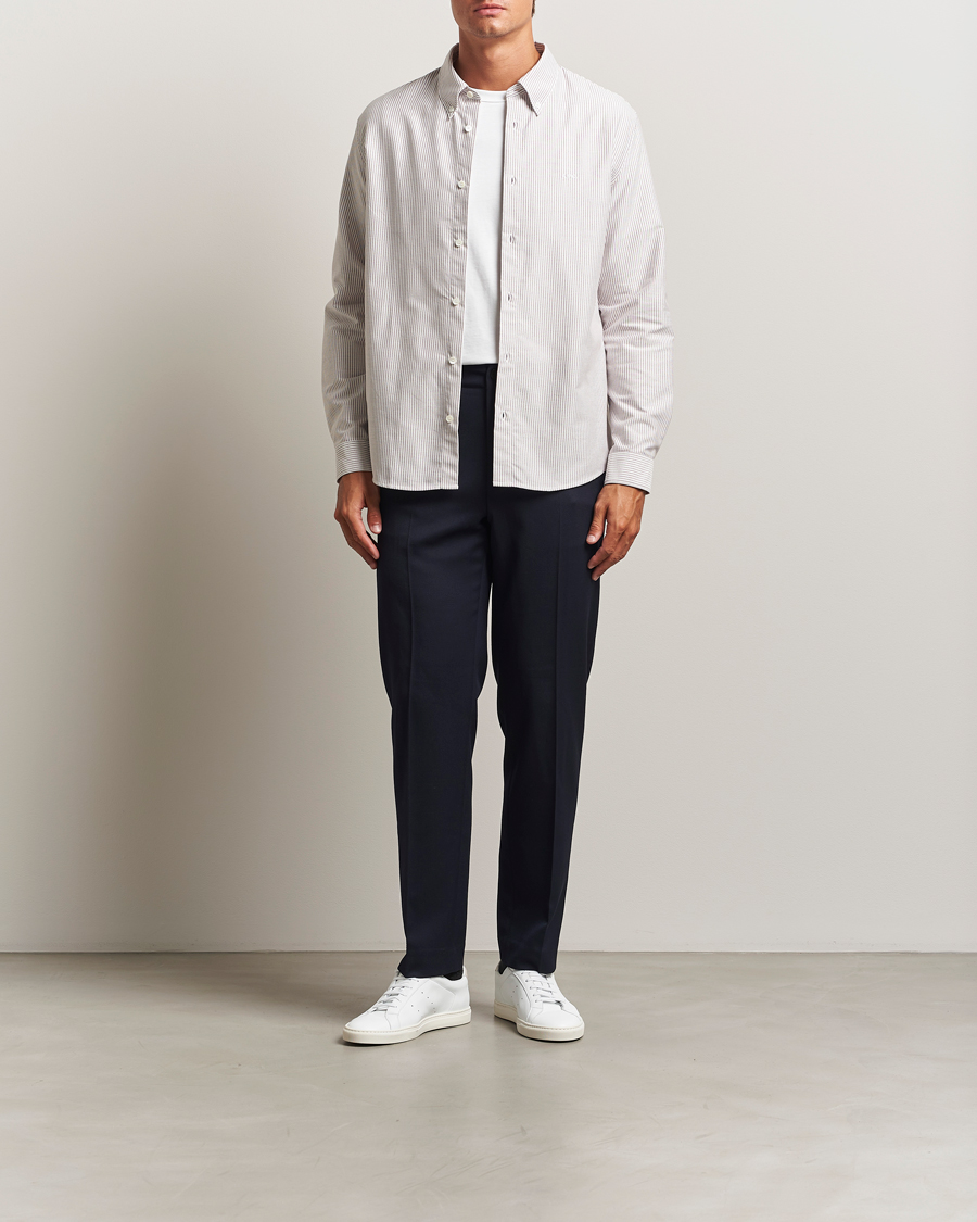 Men | Shirts | A.P.C. | Greg Striped Oxford Shirt Burgundy/White