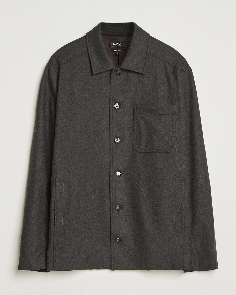 Men | Coats & Jackets | A.P.C. | Jamie Wool Flannel Shirt Jacket Dark Brown