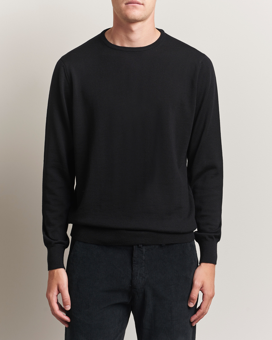 Men | Sweaters & Knitwear | Morgano | Extra Fine Merino Wool Crewneck Black