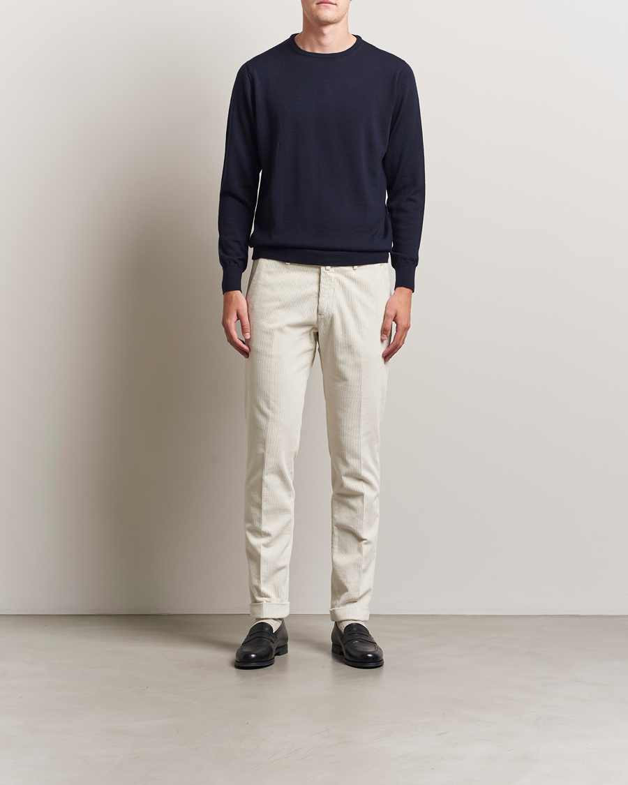 Men | Sweaters & Knitwear | Morgano | Extra Fine Merino Wool Crewneck Navy