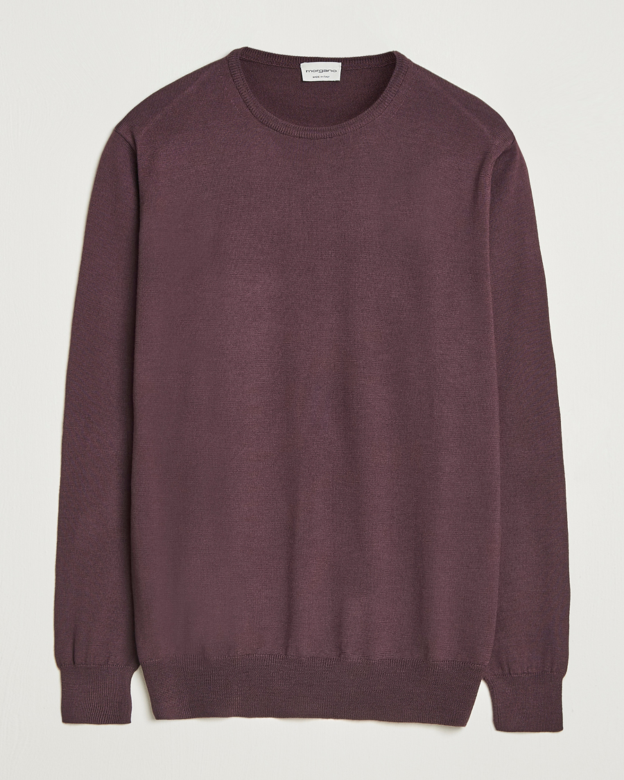 Men | Sweaters & Knitwear | Morgano | Extra Fine Merino Wool Crewneck Purple