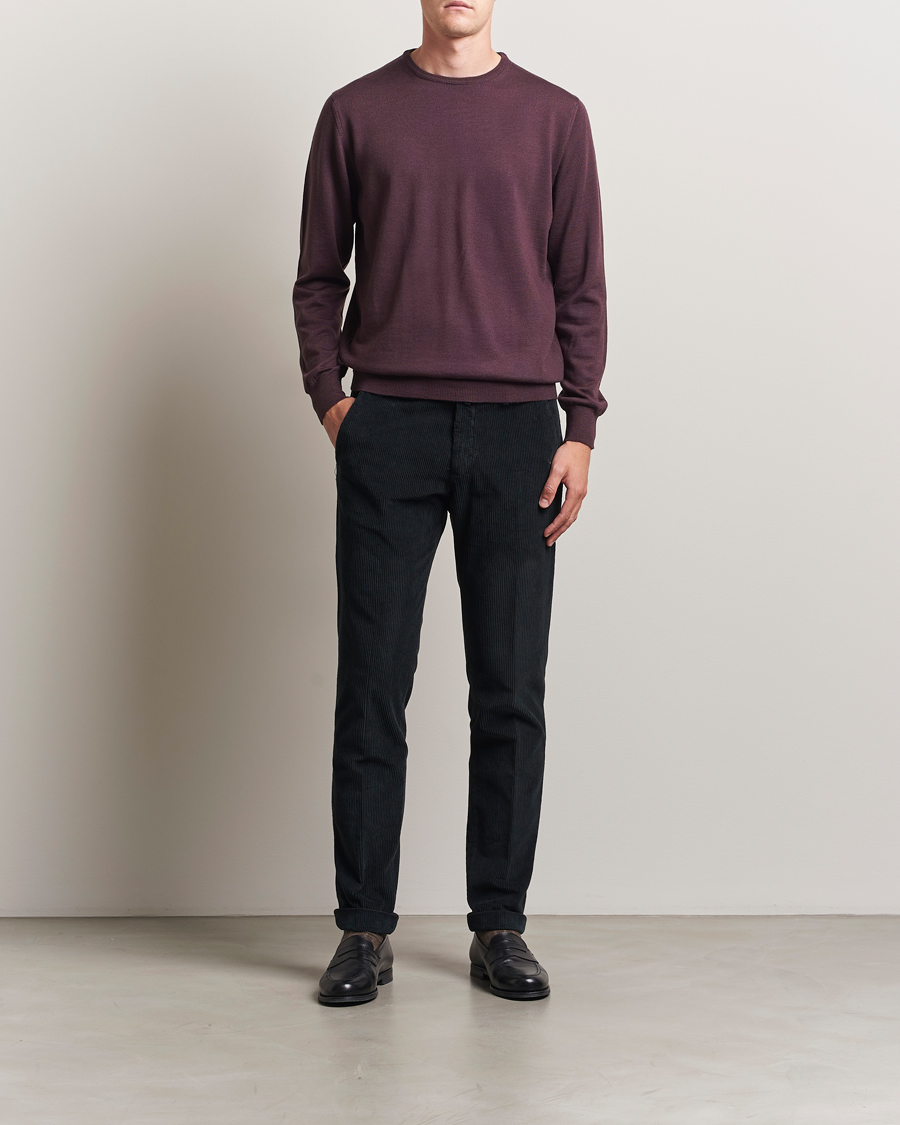 Men | Sweaters & Knitwear | Morgano | Extra Fine Merino Wool Crewneck Purple