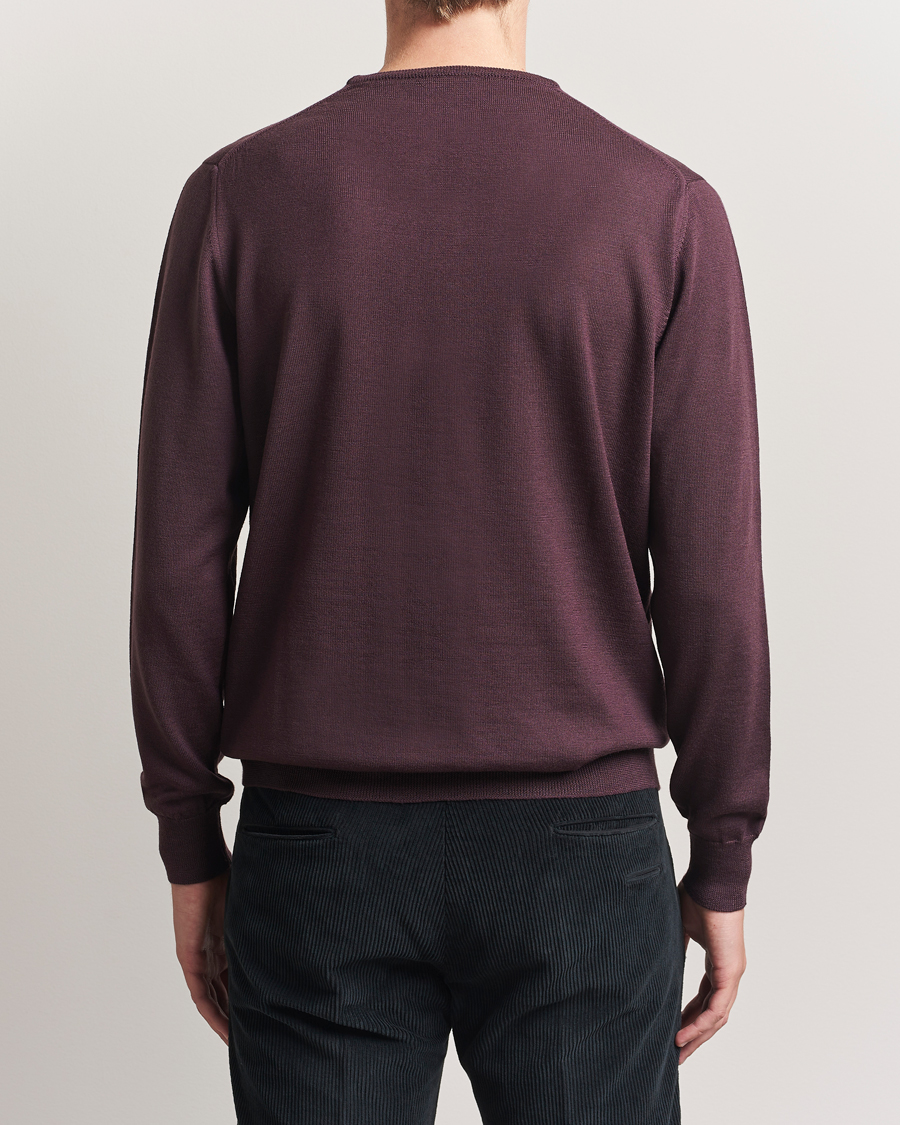 Men | Sweaters & Knitwear | Morgano | Extra Fine Merino Wool Crewneck Purple
