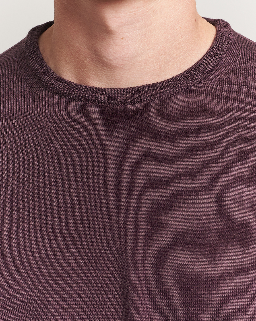 Men | Sweaters & Knitwear | Morgano | Extra Fine Merino Wool Crewneck Purple