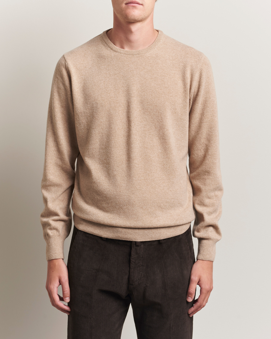 Men | Sweaters & Knitwear | Morgano | Wool/Cashmere Crewneck Beige