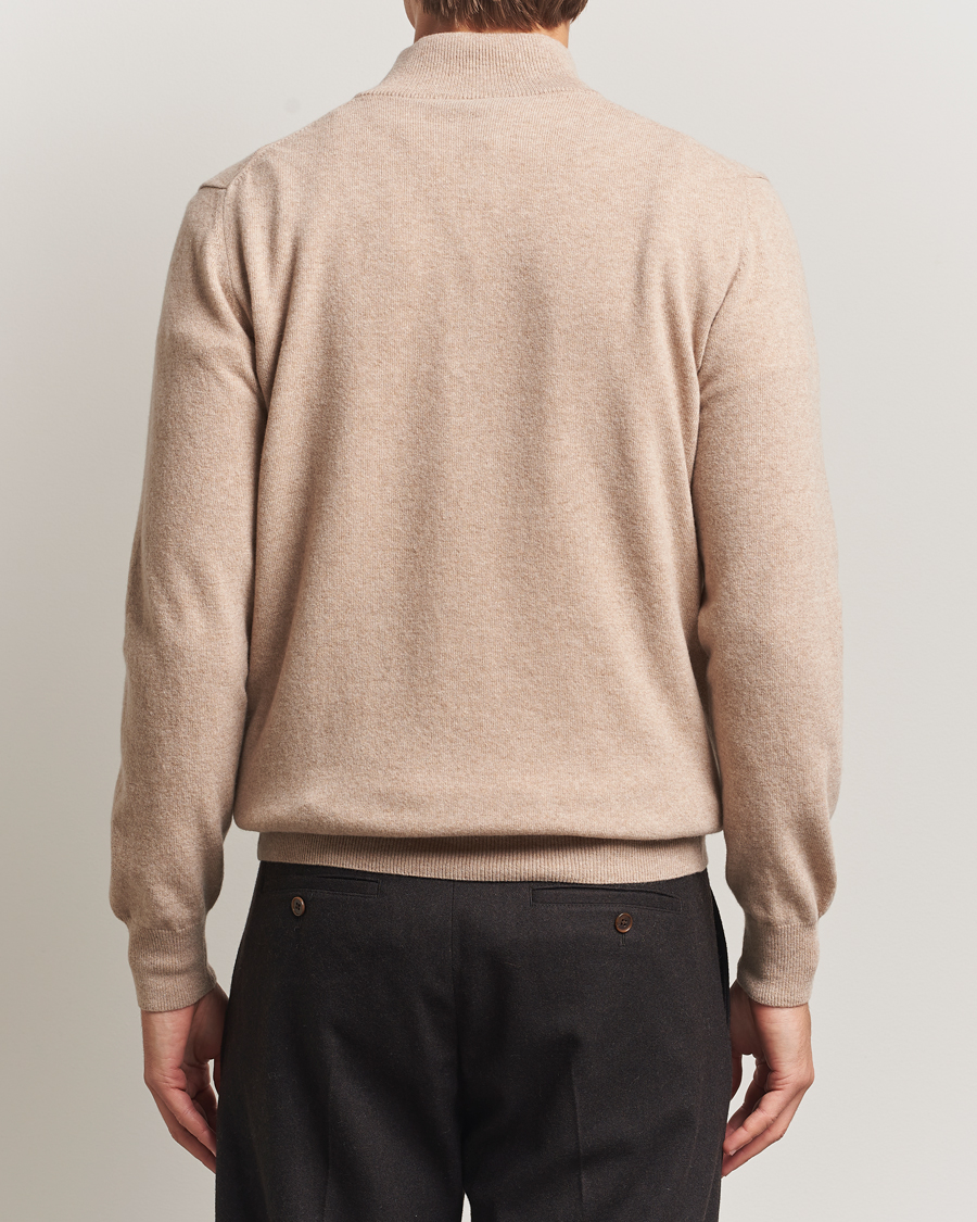 Men | Sweaters & Knitwear | Morgano | Wool/Cashmere Half-Zip Beige