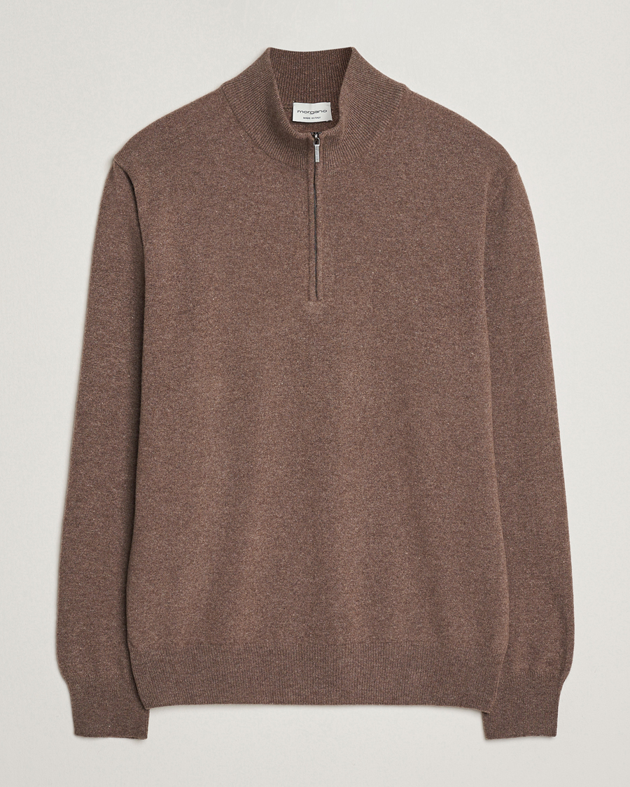 Men | Sweaters & Knitwear | Morgano | Wool/Cashmere Half-Zip Brown