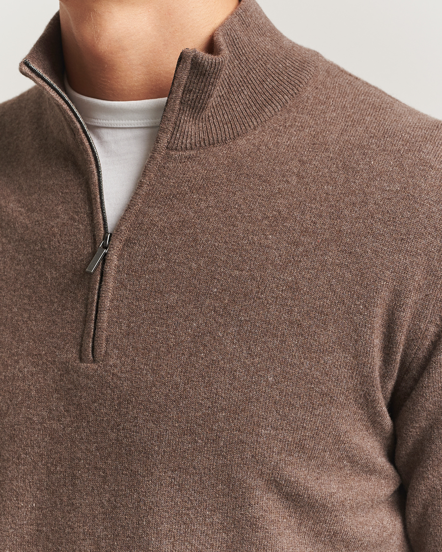 Men | Sweaters & Knitwear | Morgano | Wool/Cashmere Half-Zip Brown